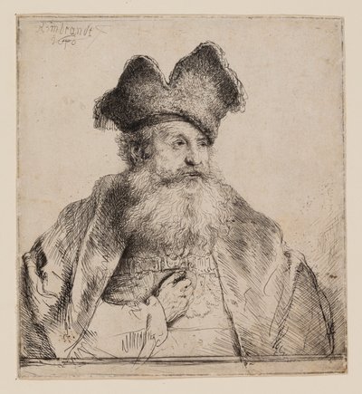 Oude Man met een Verdeelde Bontmuts door Rembrandt van Rijn