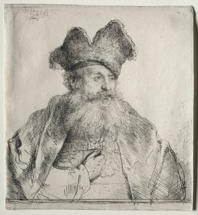 Oude man met een gedeelde bontmuts, 1640 door Rembrandt van Rijn