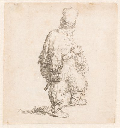 Poolse man met gekruiste armen door Rembrandt van Rijn