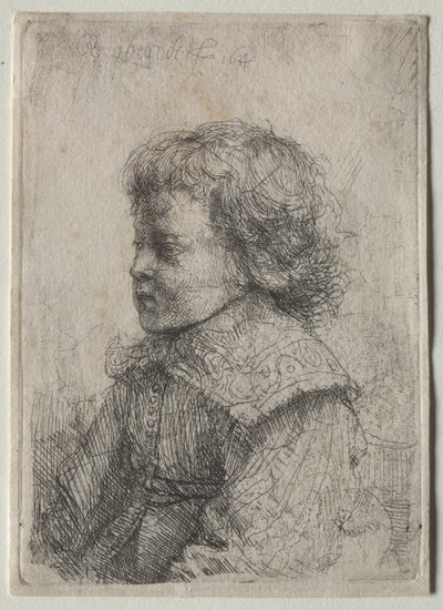 Portret van een Jongen in Profiel door Rembrandt van Rijn