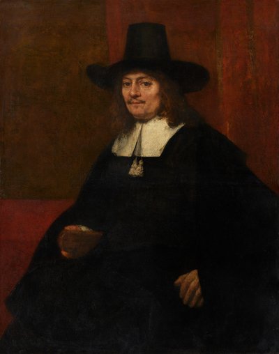 Portret van een Man met een Hoge Hoed door Rembrandt van Rijn