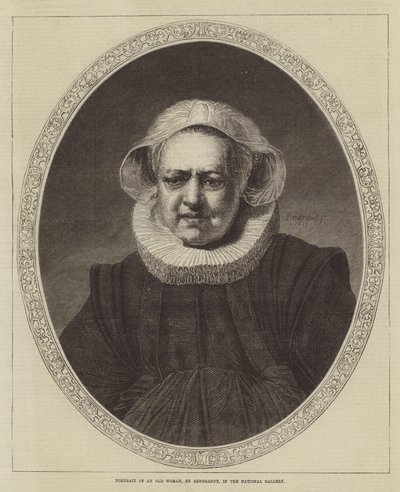 Portret van een oude vrouw, in de National Gallery door Rembrandt van Rijn