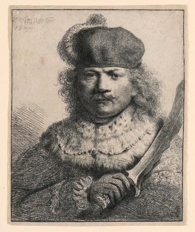 Rembrandt met Opgeheven Sabel door Rembrandt van Rijn