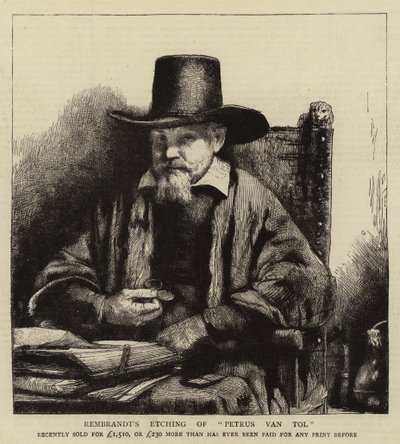 Rembrandts ets van Petrus van Tol door Rembrandt van Rijn