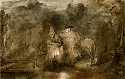 Rust tijdens de vlucht naar Egypte door Rembrandt van Rijn