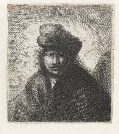 Zelfportret met een schuine bontmuts: Buste, ca. 1631 door Rembrandt van Rijn