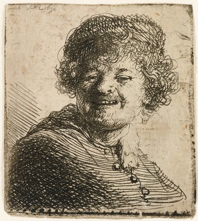 Zelfportret met een pet: lachend, 1630 door Rembrandt van Rijn