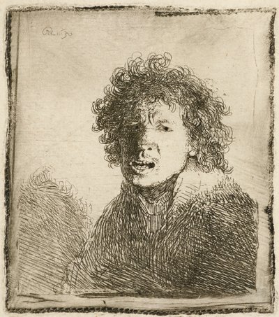 Zelfportret met open mond, alsof schreeuwend: buste door Rembrandt van Rijn
