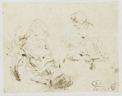 Kleine studie van het hoofd van de zieke vrouw door Rembrandt van Rijn