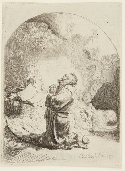 De biddende Sint-Hieronymus door Rembrandt van Rijn