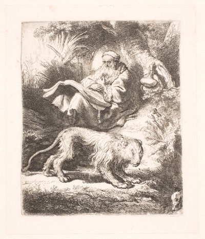 Sint Hiëronymus lezend door Rembrandt van Rijn