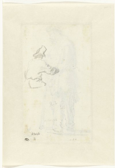 Studie van een man, gezien van achteren door Rembrandt van Rijn