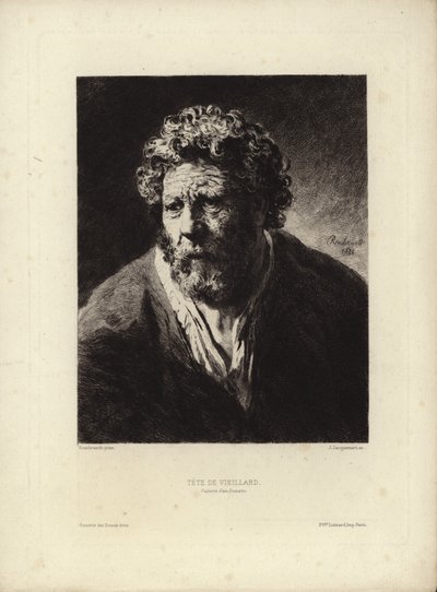 Tete de Viellard door Rembrandt Harmenszoon van Rijn. Gegraveerd door Jules Jacquemart, 1877 door Rembrandt van Rijn