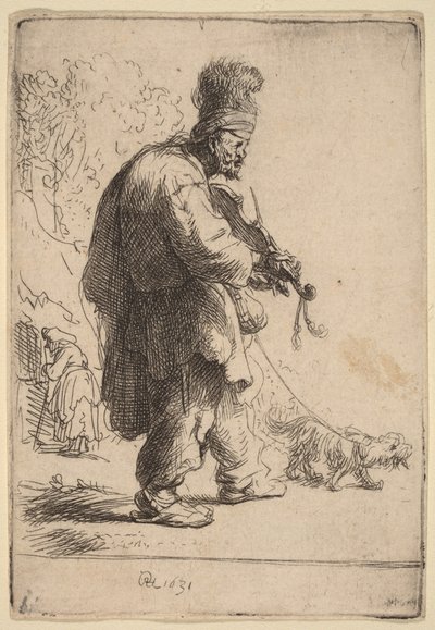 De blinde violist door Rembrandt van Rijn