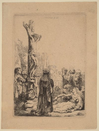 De kruisiging: klein bord door Rembrandt van Rijn