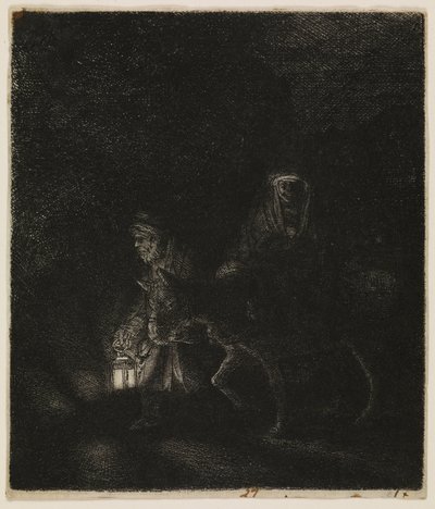 De vlucht naar Egypte (een nachtstuk) door Rembrandt van Rijn