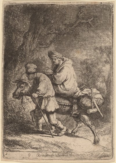 De vlucht naar Egypte: Klein door Rembrandt van Rijn