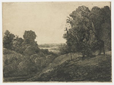 De vlucht naar Egypte, op een plaat van Segers door Rembrandt van Rijn