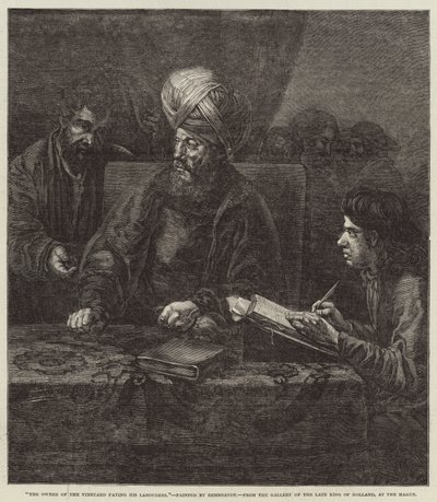 De Eigenaar van de Wijngaard die zijn Arbeiders Betaalt door Rembrandt van Rijn