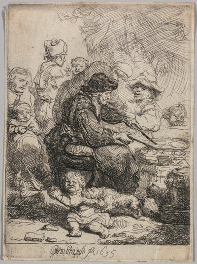 De pannenkoekenvrouw door Rembrandt van Rijn