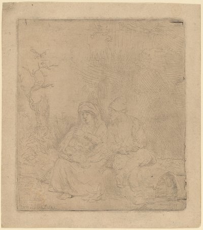 De rust tijdens de vlucht door Rembrandt van Rijn