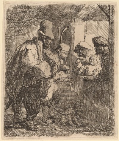 De rondtrekkende muzikanten door Rembrandt van Rijn