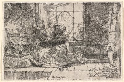 De Maagd en het Kind met de Kat en Slang door Rembrandt van Rijn