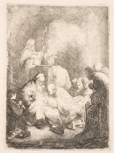 De besnijdenis: klein bordje door Rembrandt van Rijn