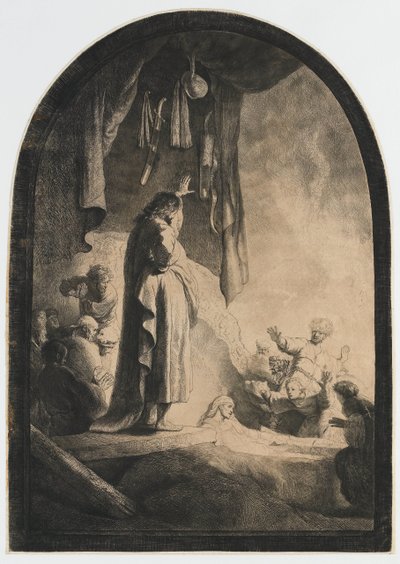 De opwekking van Lazarus: de grotere plaat door Rembrandt van Rijn