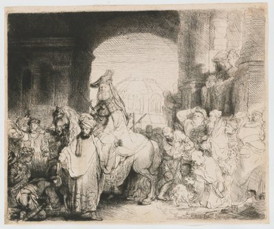 De overwinning van Mordechai door Rembrandt van Rijn