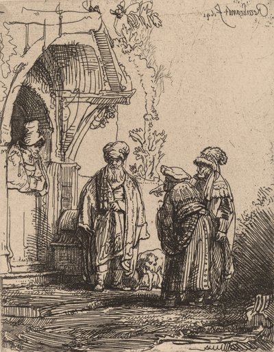 Drie Oosterse Figuren Jacob en Laban, 1641 door Rembrandt van Rijn