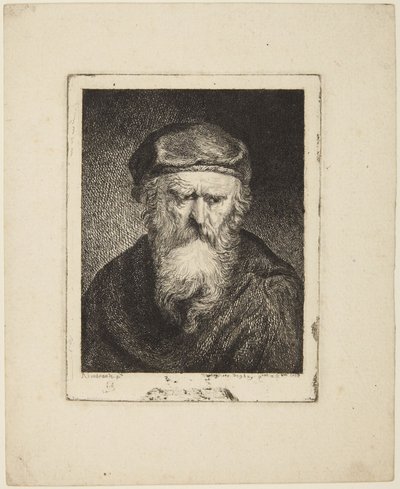 Atrabilaire oude man door Rembrandt van Rijn