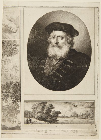 Oude man met een toque door Rembrandt van Rijn