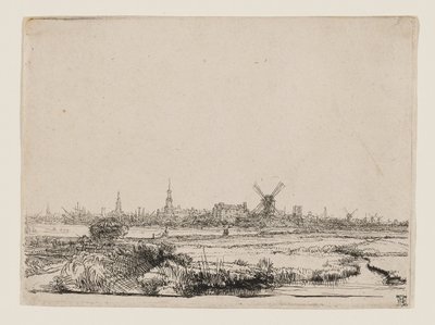 Uitzicht op Amsterdam door Rembrandt van Rijn