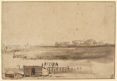 Zicht op Houtewael bij de Sint Anthoniespoort [recto] door Rembrandt van Rijn