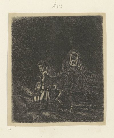 Vlucht naar Egypte: nachtstuk door Rembrandt van Rijn
