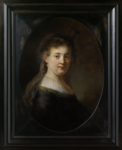 Jonge vrouw in fantasiekostuum, 1633 door Rembrandt van Rijn