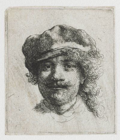 Zelfportret met baret door Rembrandt van Rijn