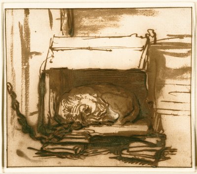 Slapende waakhond door Rembrandt van Rijn