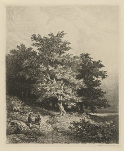 Figuren bij een bosrand door Remigius Adrianus Haanen