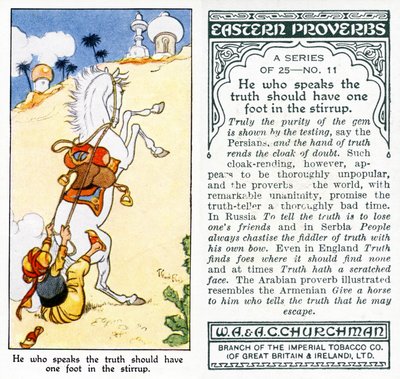 Hij die de waarheid spreekt moet één voet in de stijgbeugel hebben, 1931 door René Bull