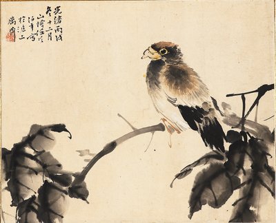Vogel op een tak, 1886 door Ren Yi