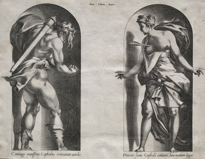 Cephalus en Procris in twee Nissen door Rene Boyvin