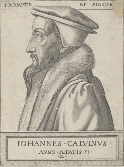 Jean Calvin (1509 - 1564), theoloog en primaire kracht in de Protestantse Reformatie, 53 jaar oud door Rene Boyvin