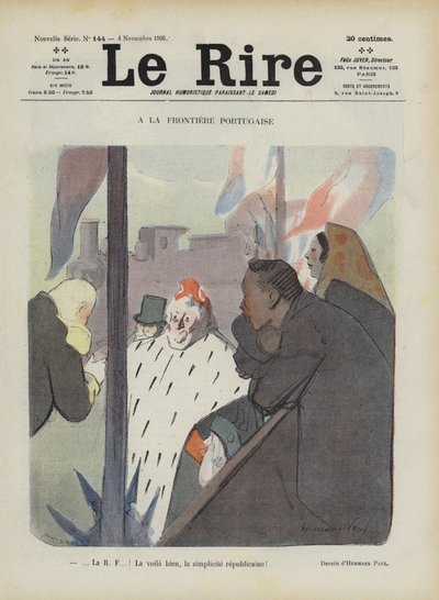 Aan de Portugese grens. Illustratie voor Le Rire door Rene George Hermann Paul