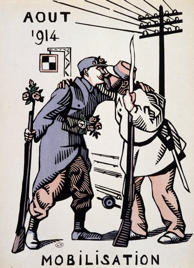 Augustus 1914, Mobilisatie - tekening door Herman Paul, in 