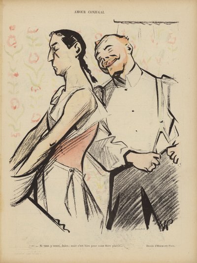 Huwelijksliefde. Illustratie voor Le Rire door Rene George Hermann Paul