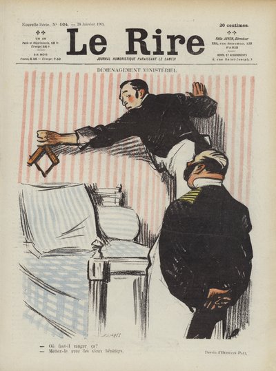 Ministeriële verhuizing. Illustratie voor Le Rire door Rene George Hermann Paul