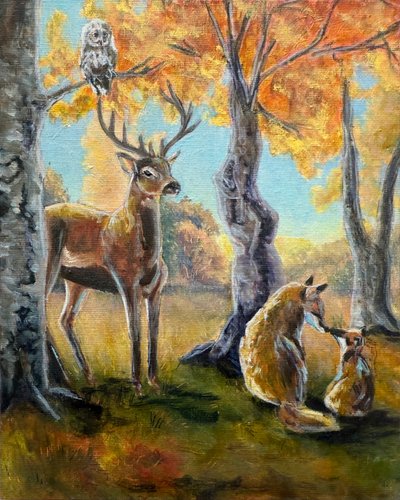 Dieren in het herfstbos door Renee Machan Cottagecore Artist