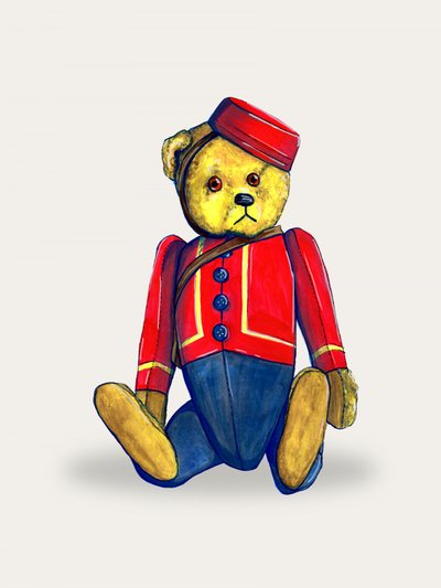 Bellhop-teddybeer door Renee Machan Cottagecore Artist